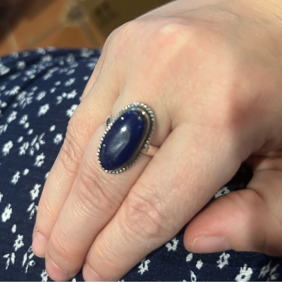 New Lapis Lazuli Oval Gemstone Sterling Silver Ring size 6 - Picture 4 of 4